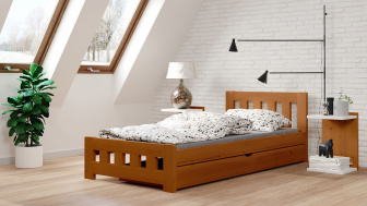 Postel Mirek 120/200 cm - dub + šuplík - masiv smrk 3,5 cm