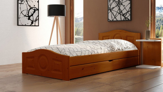 Postel Comfort 120/200 cm - dub + šuplík - masiv smrk 3,5 cm