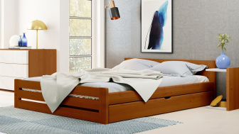 Postel Marek 160/200 cm - dub + šuplík - masiv smrk 3,5 cm