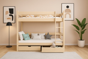 Patrová postel Indus 200/90 cm + šuplíky + rošty ZDARMA