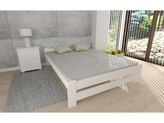 Posteľ z masívu borovice Európa 120x200 cm biela + rošt ZADARMO