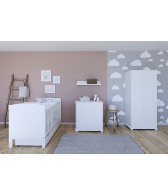 Postieľka 140/70 cm Felix - biela - 3v1 so šuplíkom