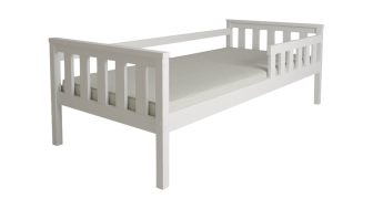 Postel FRED z masivu borovice 160x80 cm - BÍLÁ + rošt ZDARMA