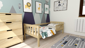 Postel FRED z masivu borovice 160x80 cm - PŘÍRODNÍ + rošt ZDARMA