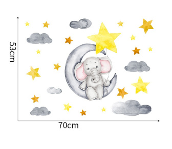 Samolepící dekorace na zeď - sloník na měsíčku