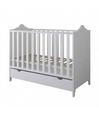 Postieľka 120/60 cm Gilda - biela - 2v1 so šuplíkom