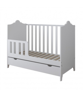 Postieľka 120/60 cm Gilda - biela - 2v1 so šuplíkom