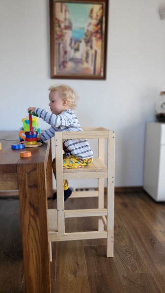 Detský pomocník - SCHODÍKY 3 / Kitchen Helper - prírodná