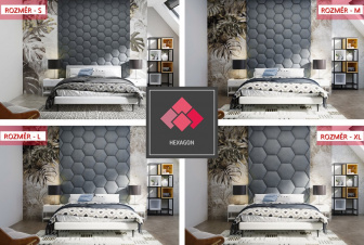 Čalúnený nástenný panel plot Hexagon 40 x 34,5 x 5 cm fľaškovo zelená