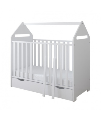 Postieľka 120/60 cm House - biela - 2v1 so šuplíkom