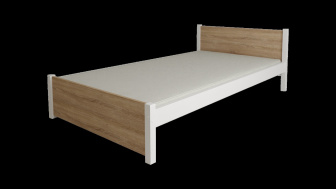 Postel Olaf z masivu + MDF 160x200 cm - DUB SONOMA / BÍLÁ + rošt ZDARMA