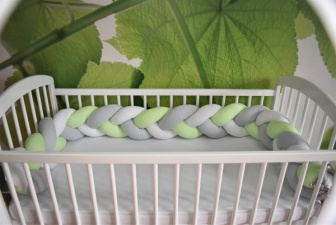 Mantinel cop pletený bílo-šedý-zelený