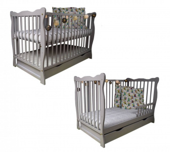 Postýlka 2 v 1 z masivu Julka 120/60 cm šedá