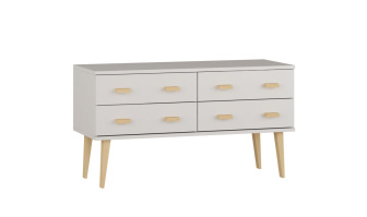 Komoda z masivu borovice Nord K2/2S 135/58,5/42 cm / bílá