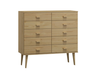 Komoda z masivu borovice Nord K2/5S 117/109/42 cm / přírodní