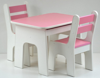 Stůl +židličky se šuplíky K2 růžová