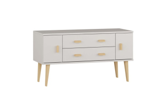 Komoda z masivu borovice Nord K3/2S 117/58,5/42 cm / bílá