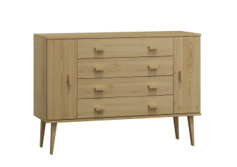 Komoda z masivu borovice Nord K3/4S 117/92/42 cm / přírodní