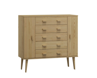 Komoda z masivu borovice Nord K3/5S 135/109/42 cm / přírodní