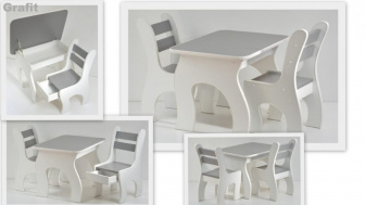 Stůl +židličky se šuplíky K3 grafit