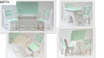 Stůl +židličky se šuplíky K3 máta