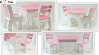 Stůl +židličky se šuplíky K3 růžová