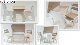 Stůl +židličky se šuplíky K3 světlý dub
