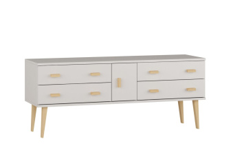 Komoda z masívu borovice Nord K4/2S 117/58,5/42 cm / biela
