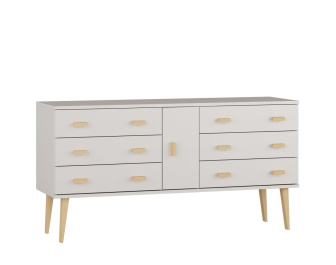 Komoda z masivu borovice Nord K4/3S 135/75/42 cm / bílá