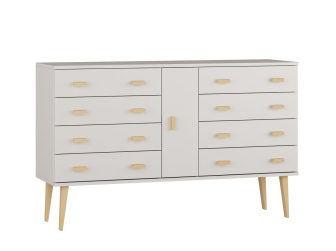Komoda z masivu borovice Nord K4/4S 135/92/42 cm / bílá