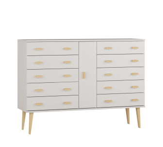 Komoda z masívu borovice Nord K4/5S 155/109/42 cm / biela
