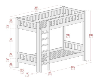 Poschodová posteľ Karol - ŠEDÁ + rošty ZADARMO