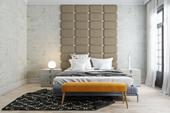 Čalúnený nástenný panel Classic plus 60/30/3 cm - tmavo béžová