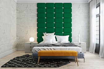 Čalouněný nástěnný panel Classic plus 30/30/5 cm - lahvově zelená