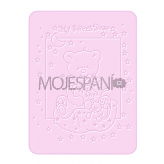 Dětská plyšová deka méďa růžová