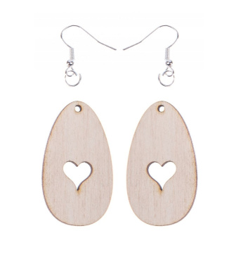 Dřevěné náušnice - Srdíčka