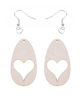 Dřevěné náušnice - Srdce