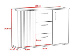 Komoda Montana dub craft/černá 120 cm