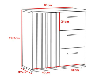 Komoda Montana dub craft/čierna 80 cm
