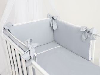 Postýlka s kompletní výbavou koronka šedá
