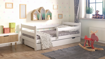 Postel KOUBA 180x80 cm - BÍLÁ + šuplík + rošt ZDARMA
