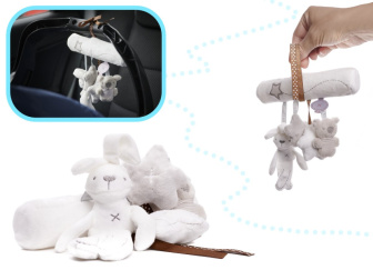 Plyšová závesná hračka na kočík - králik