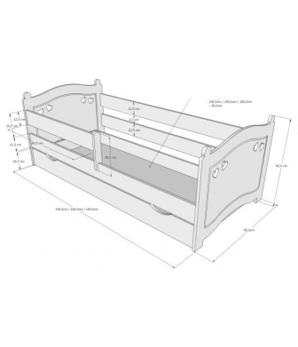 Posteľ  Elisa 160/80 cm - biela + matrace + šuplík