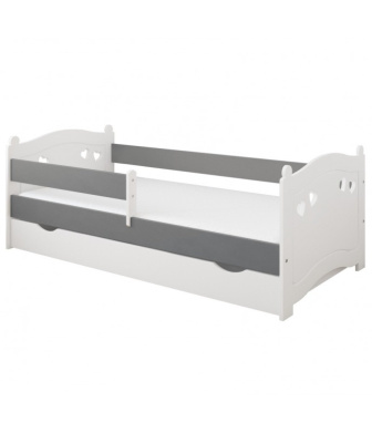 Postel Elisa 180/80 cm - bílá / šedá + matrace + šuplík