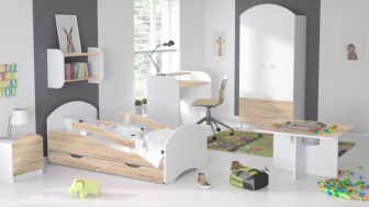 Postel Leoš 160/80 cm + šuplík + matrace - výběr barev