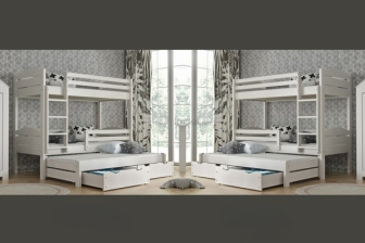 Poschodová posteľ Lukas BIS - BIELA ​​so zábranou + rošty ZADARMO