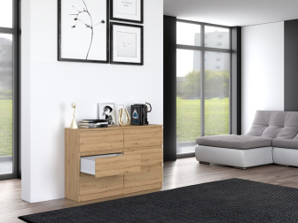 Komoda 6 šuplíkov 120 cm - dub artisan