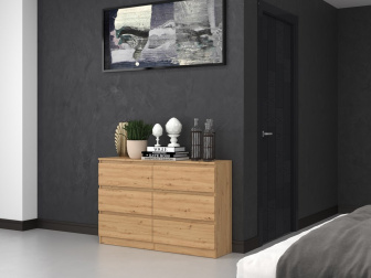 Komoda 6 šuplíkov 120 cm - dub artisan