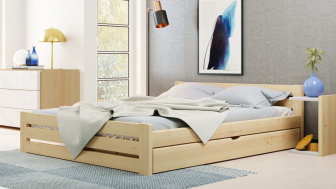 Postel Marek 140/200 cm + šuplík - masiv smrk 3,5 cm
