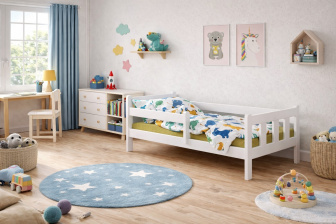 Postel Martin z masivu borovice 180x80 cm - BÍLÁ + rošt ZDARMA